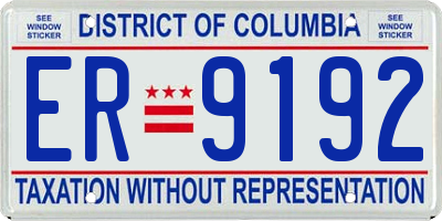 DC license plate ER9192