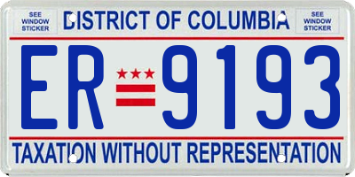 DC license plate ER9193