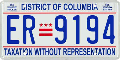 DC license plate ER9194