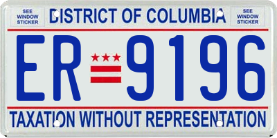 DC license plate ER9196