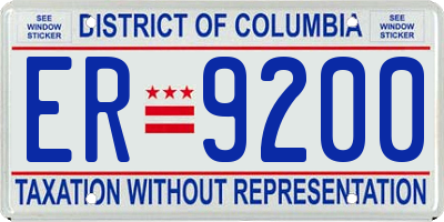 DC license plate ER9200