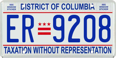 DC license plate ER9208