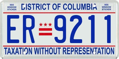 DC license plate ER9211