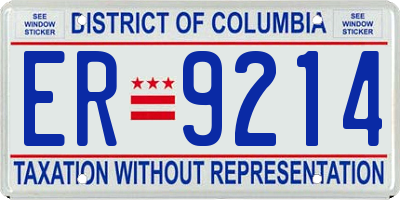 DC license plate ER9214