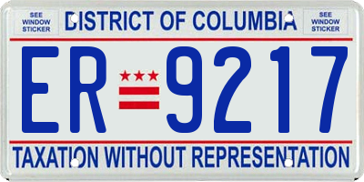 DC license plate ER9217