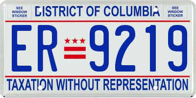 DC license plate ER9219