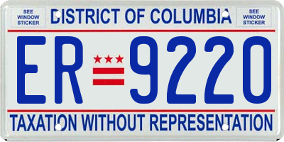 DC license plate ER9220