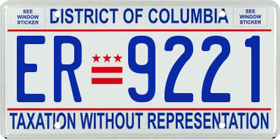 DC license plate ER9221
