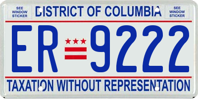 DC license plate ER9222