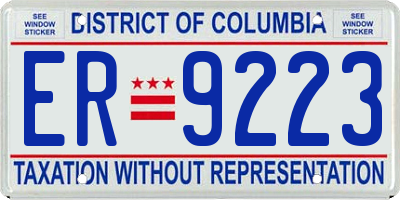 DC license plate ER9223
