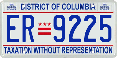 DC license plate ER9225