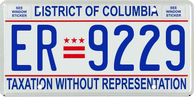 DC license plate ER9229