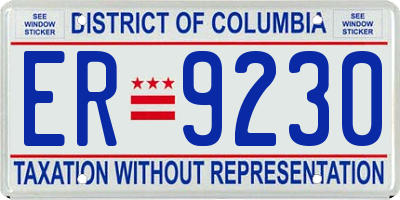 DC license plate ER9230