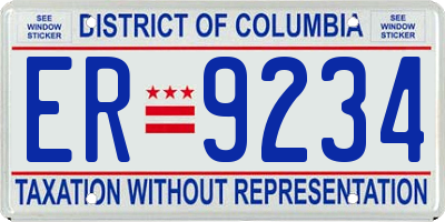 DC license plate ER9234