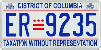 DC license plate ER9235