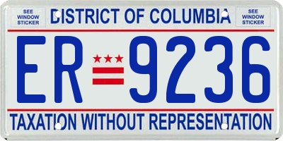 DC license plate ER9236