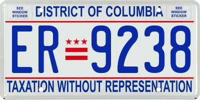 DC license plate ER9238