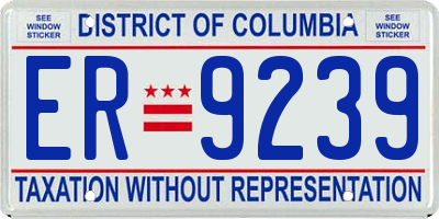 DC license plate ER9239