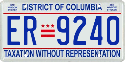 DC license plate ER9240