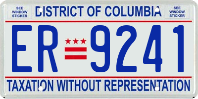 DC license plate ER9241
