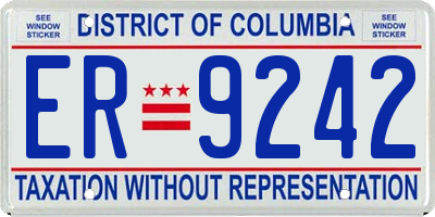 DC license plate ER9242