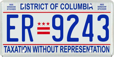 DC license plate ER9243