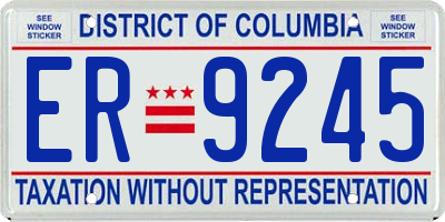 DC license plate ER9245