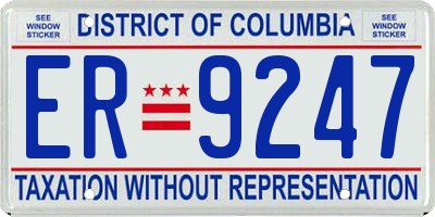 DC license plate ER9247
