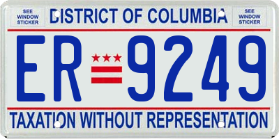 DC license plate ER9249