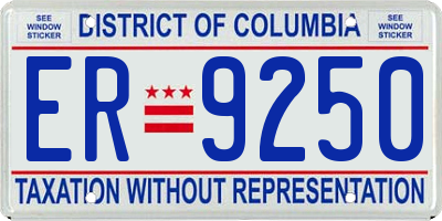 DC license plate ER9250