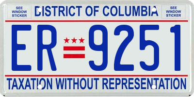 DC license plate ER9251