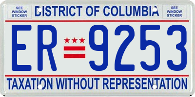 DC license plate ER9253