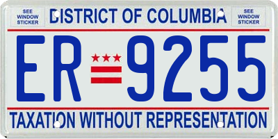 DC license plate ER9255