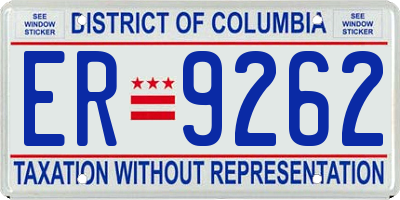 DC license plate ER9262