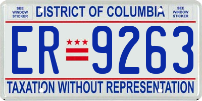 DC license plate ER9263