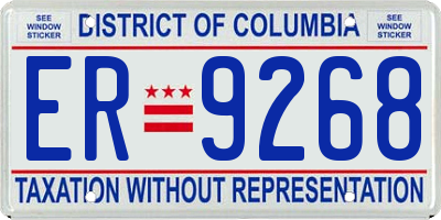 DC license plate ER9268