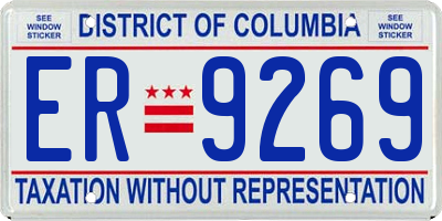 DC license plate ER9269