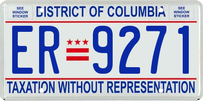DC license plate ER9271