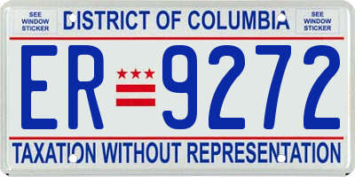 DC license plate ER9272