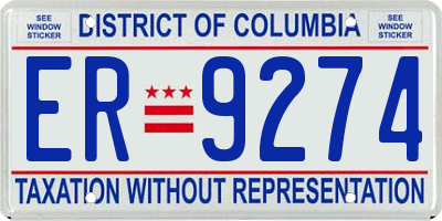 DC license plate ER9274