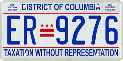 DC license plate ER9276
