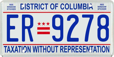 DC license plate ER9278