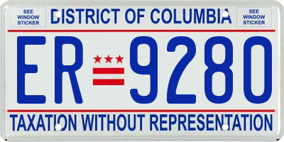 DC license plate ER9280