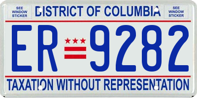 DC license plate ER9282