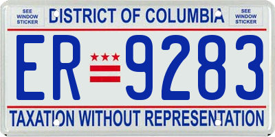 DC license plate ER9283