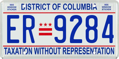 DC license plate ER9284