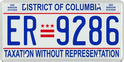 DC license plate ER9286