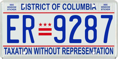 DC license plate ER9287