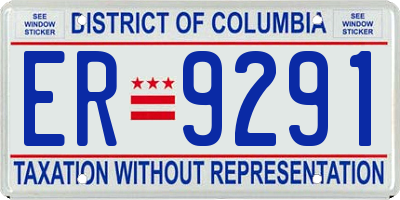 DC license plate ER9291