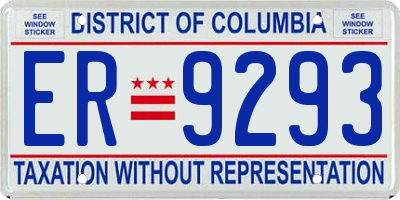 DC license plate ER9293